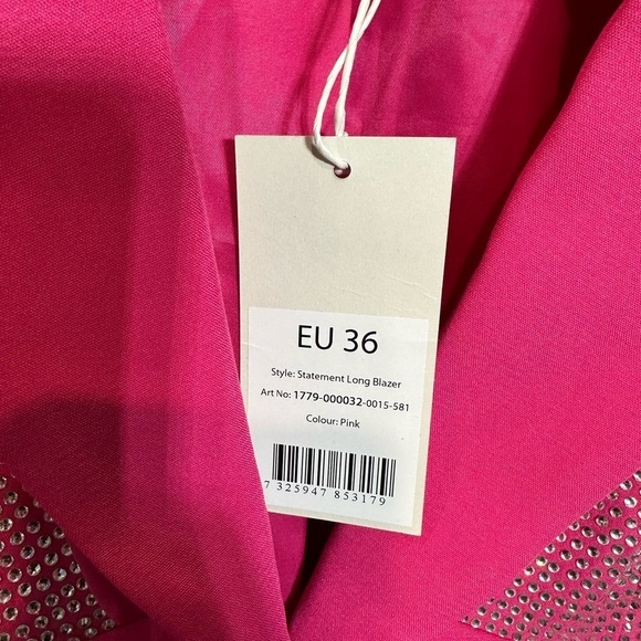 NA-KD PINK STATEMENT LONG BLAZER CRYSTAL DETAILS - Picture 11 of 16